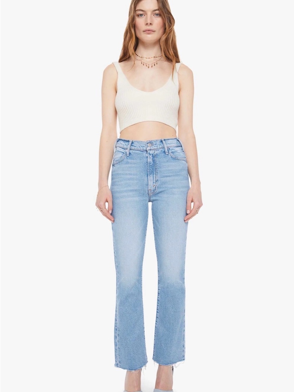 MOTHER Light Blue High-Rise Flare Jeans